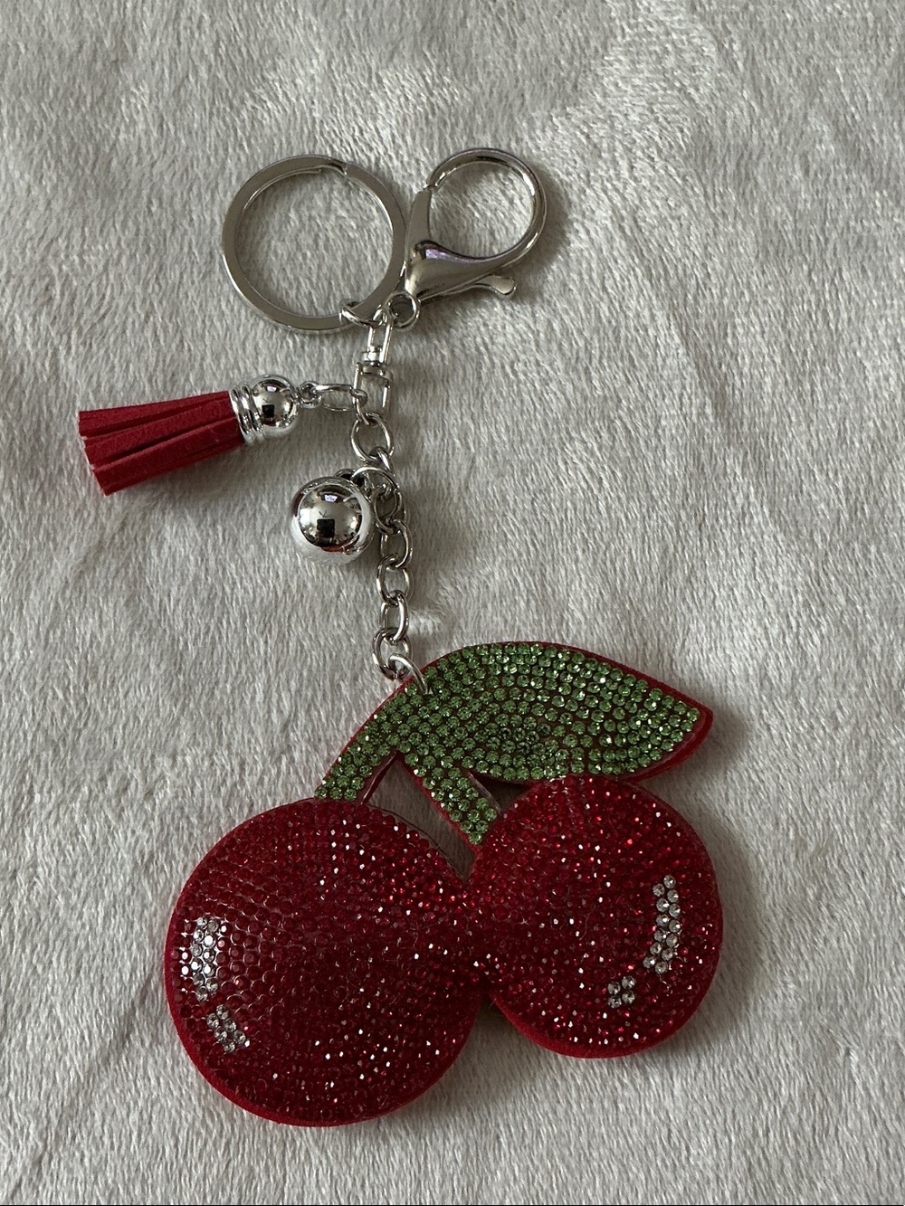 Crystal Cherry Keychain Charm - Red & Green Absolutely Stunning 🤩
